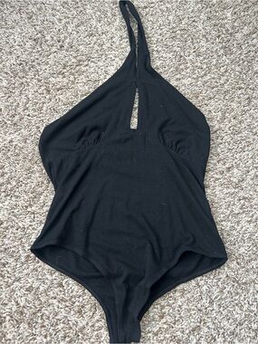 Elodie Black Halter Keyhole Bodysuit